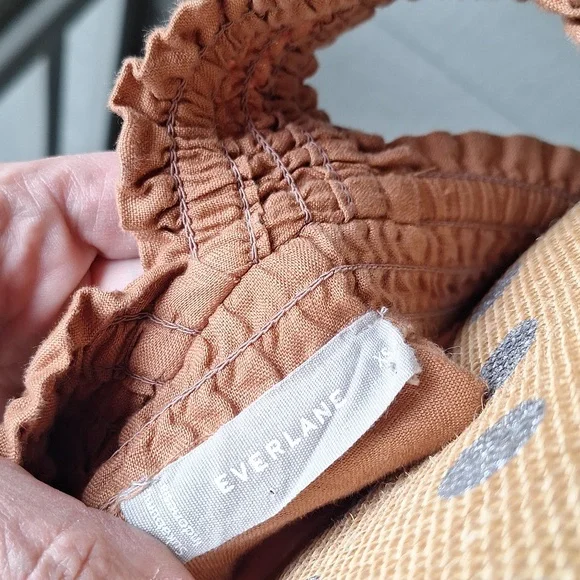 Everlane The Smocked Linen Dress Size XS Light Brown - Picture 13 of 14